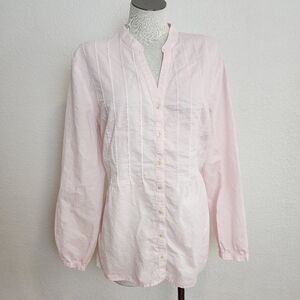 J.Jill Pale Pink Notched Neckline Long Sleeve Bohemian Women's Top Size XL